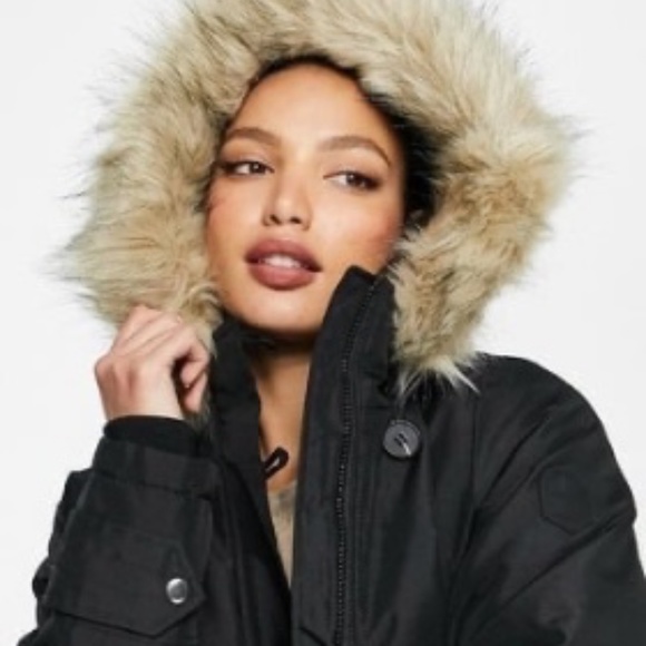 BRAND women Vero moda faux fur trim parka winter snow  jacket size S & M - Picture 4 of 6
